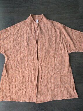 MarlaWynne Terracotta Basketweave Open Front Topper Jacket Plus Size 1X